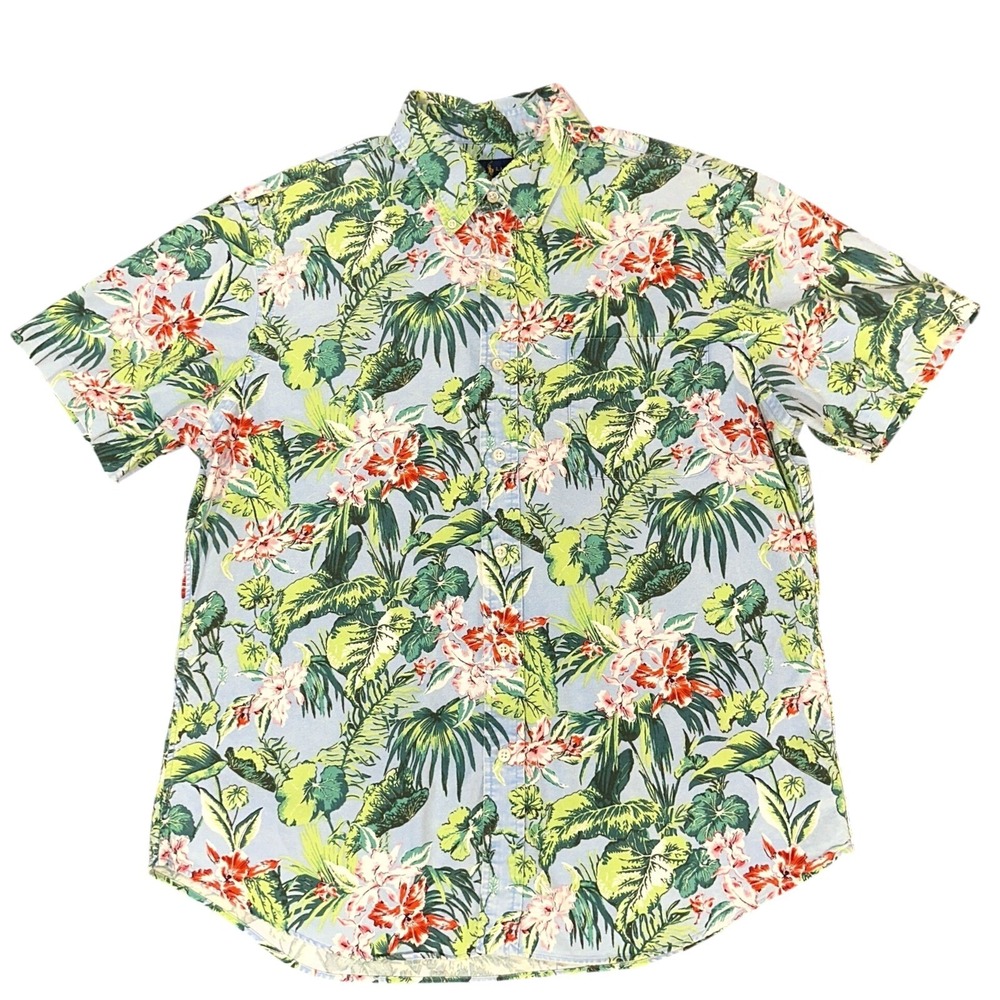 Polo Ralph Lauren Y2K Tropical Floral Button Down Shirt Slim Fit Mens XL